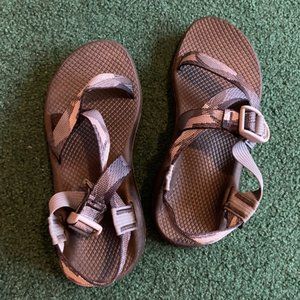 Blue patterned chacos size 7